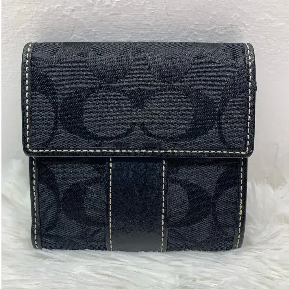 y2k COACH Leatherware Signature Canvas Medium Wallet - Picture 2 of 12